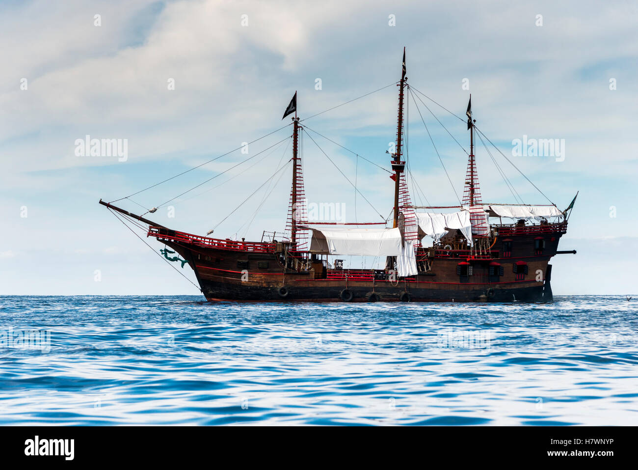 Ship out in the pacific ocean; Yalepa, Jalisco, Mexico Stock Photo
