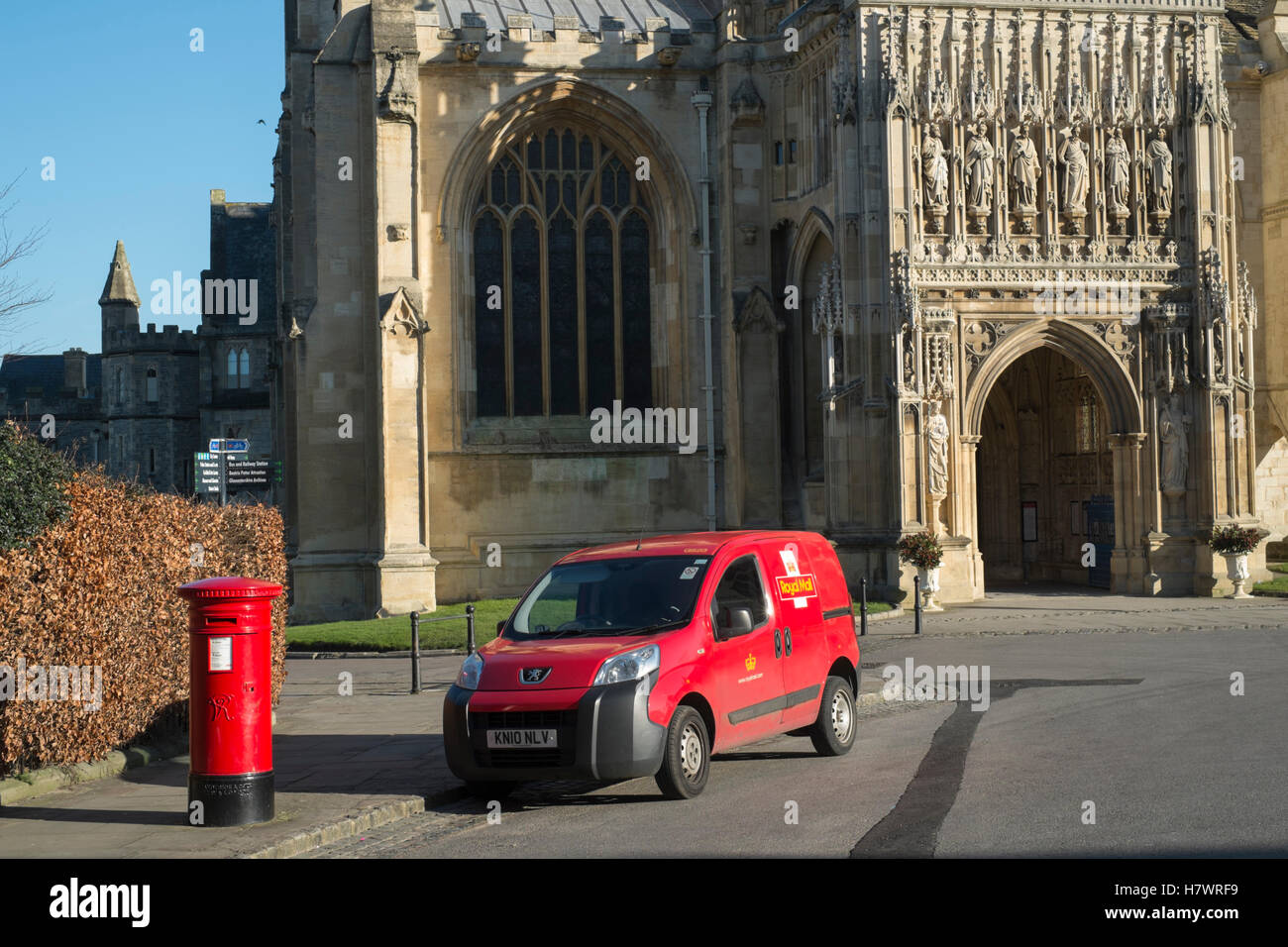 Post Office van outside Gloucester Cathedral Stock Photo Alamy