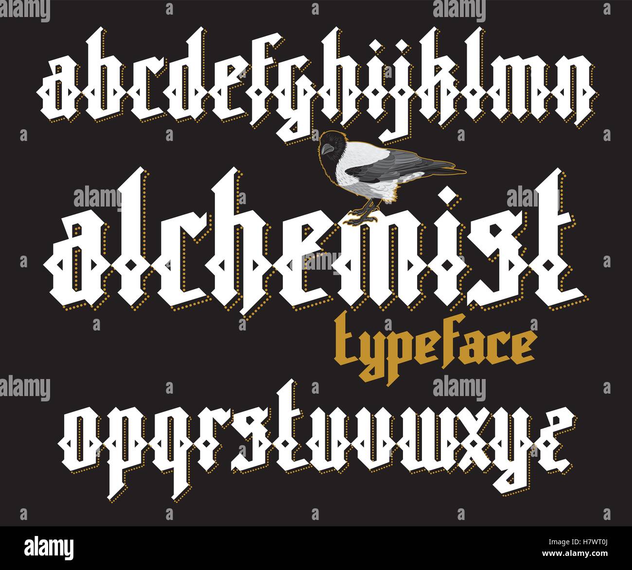 Alchemist gothic font Stock Vector