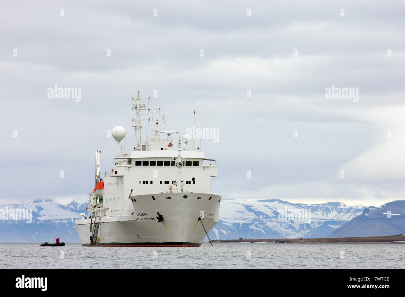 Russian vessel and zodiac, Svalbard, Norway Stock Photo Alamy