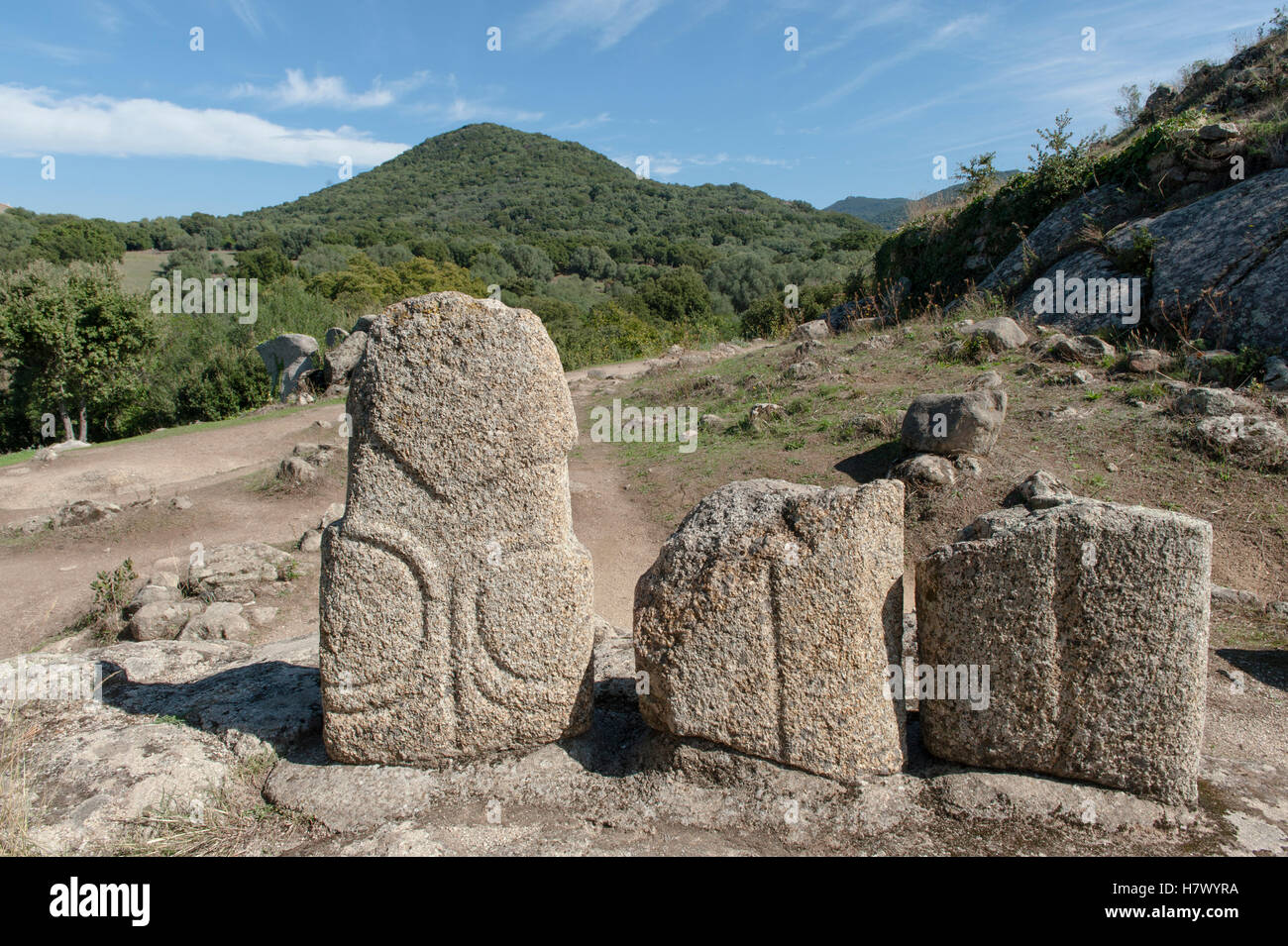 Filotosa, the prehistoric capital of Corsica, features dolmen, menhirs, and Torrean relicts from megalithic times, France Stock Photo