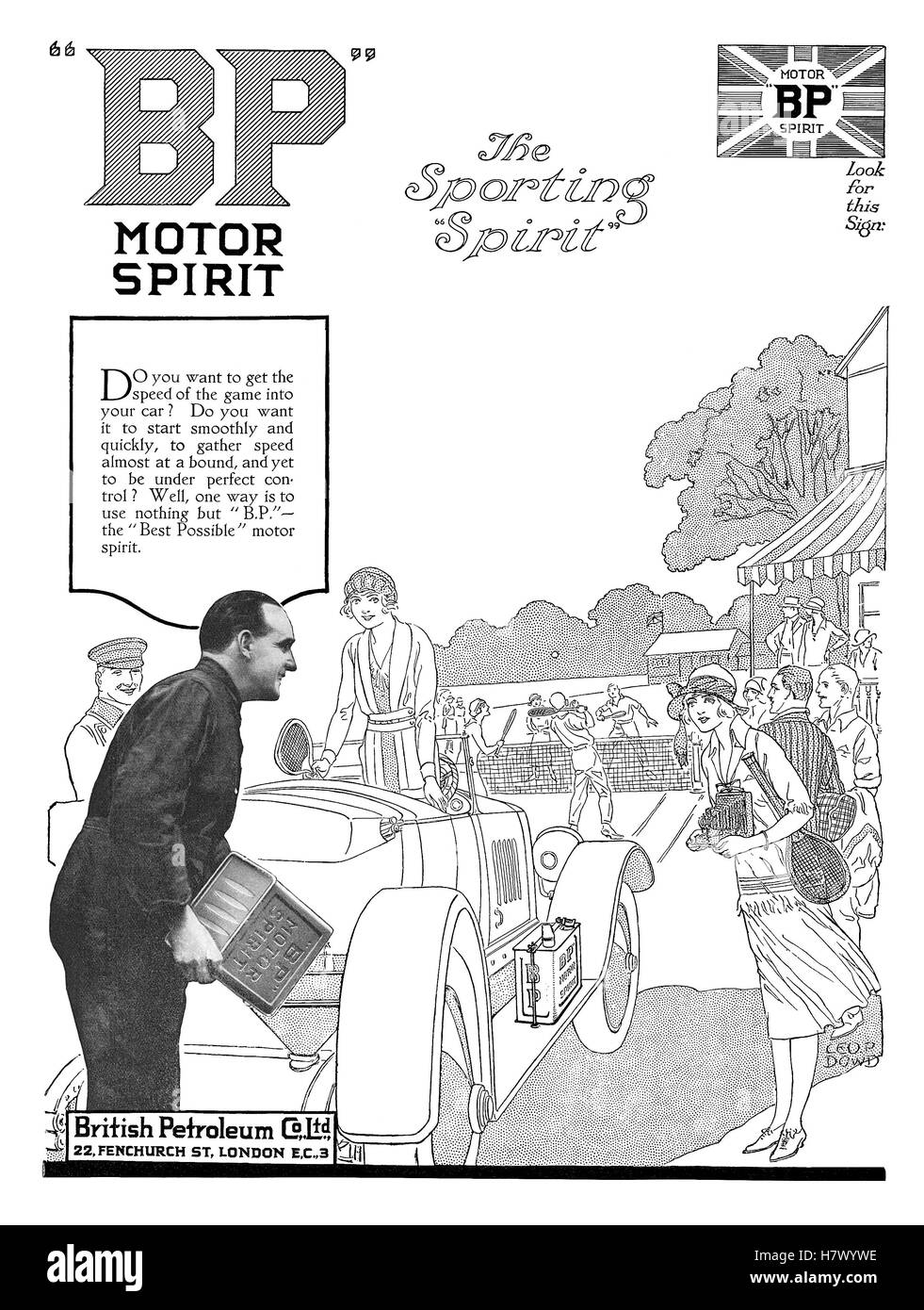1922 British advertisement for British Petroleum Stock Photo