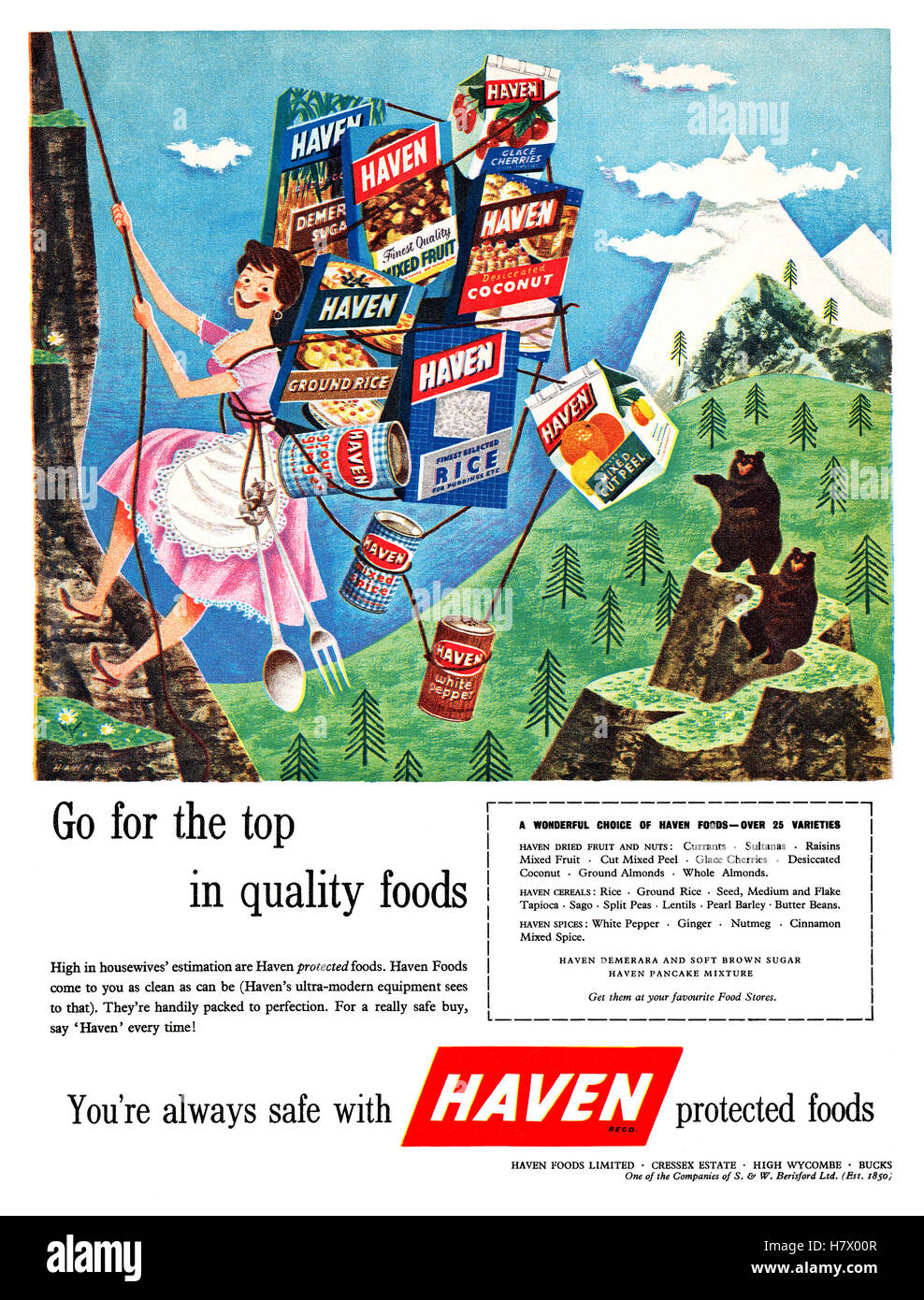 1958 British advertisement for Haven Foods Stock Photo