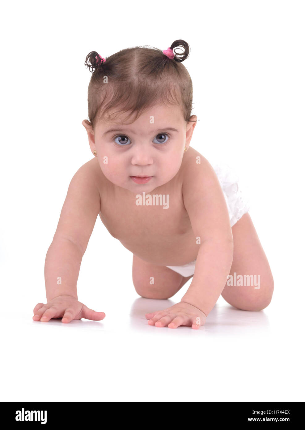 Lovely Baby Crawling White Background High Resolution Stock Photography and Images Alamy