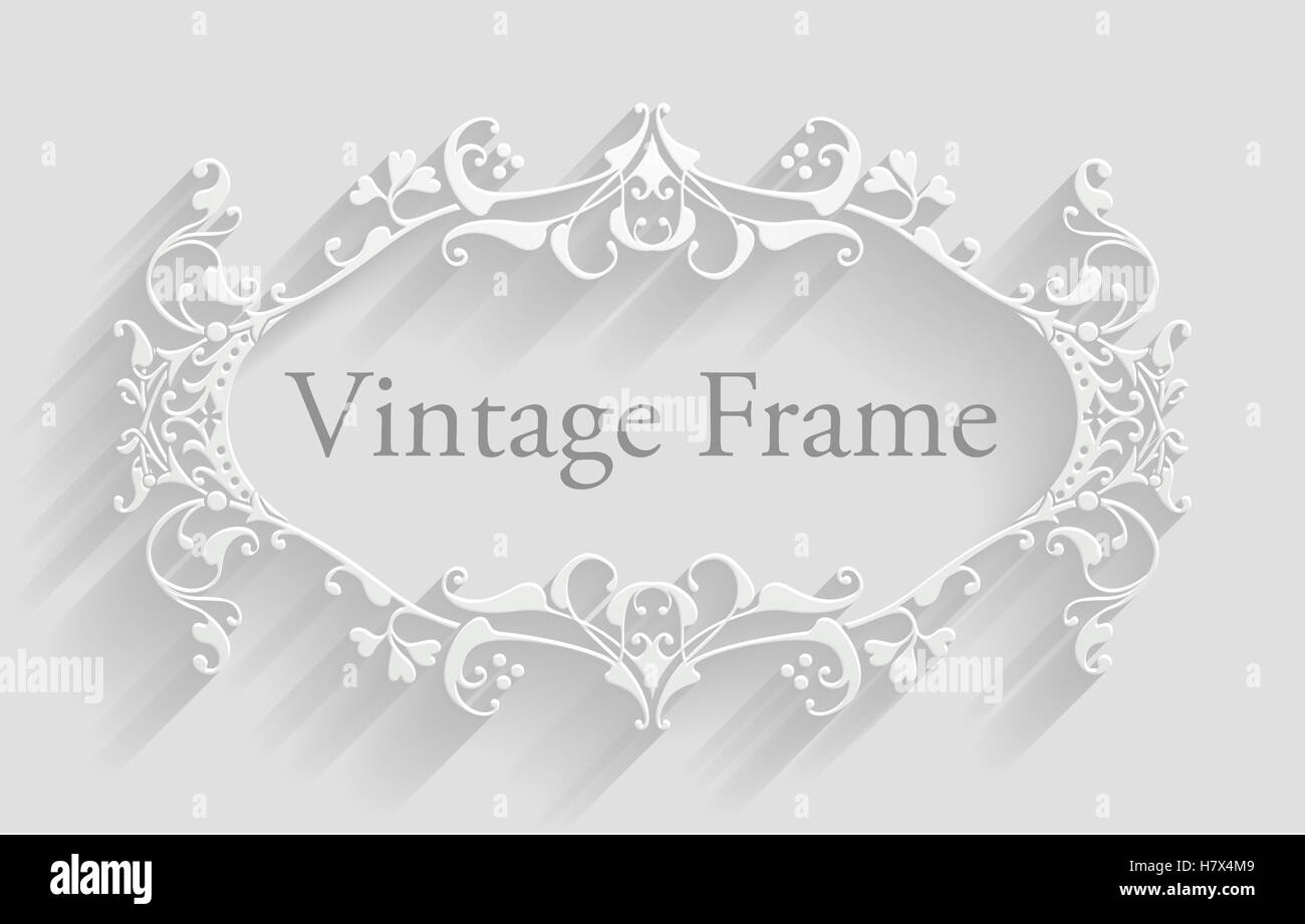 A vintage white Victorian style background frame design Stock Photo
