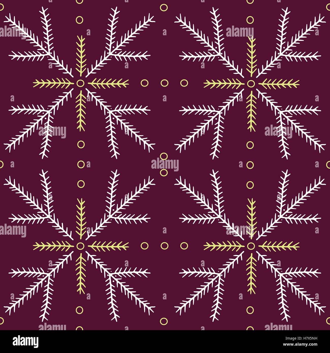 Seamless pattern with fir branches. Vector illustration. Hand drawn ...