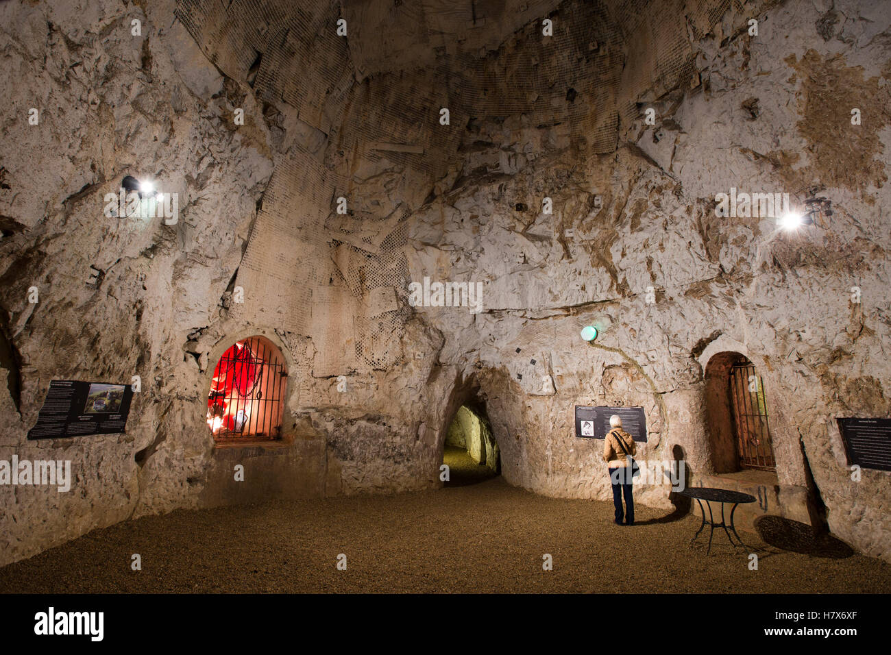 UK, England, Buckinghamshire, West Wycombe, Church Lane, Hell Fire Caves,  interior, visitor in Banqueting Hall Stock Photo - Alamy