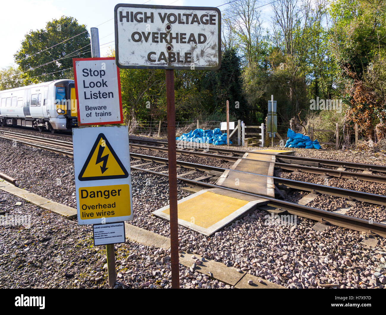 Unmanned railway crossing Stock Photo