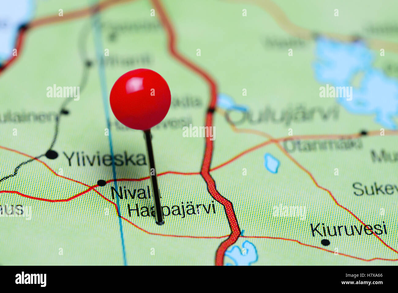 Haapajarvi pinned on a map of Finland Stock Photo