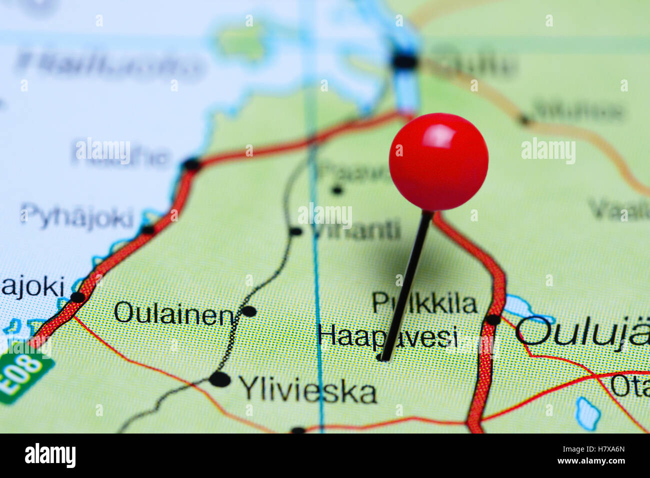 Haapavesi pinned on a map of Finland Stock Photo