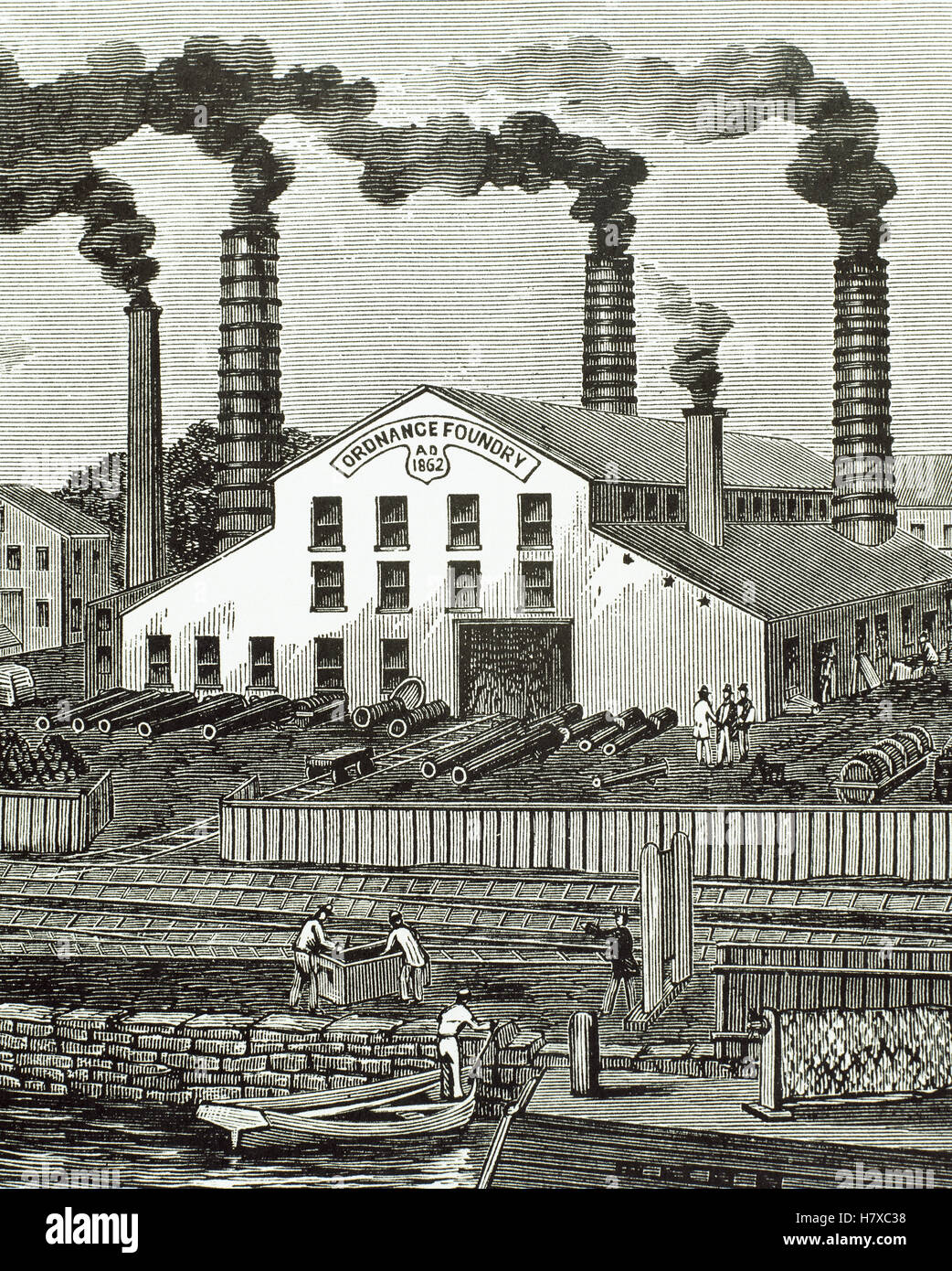 United States. 19th century. South Boston Iron Company. Engraving, 1884. Stock Photo