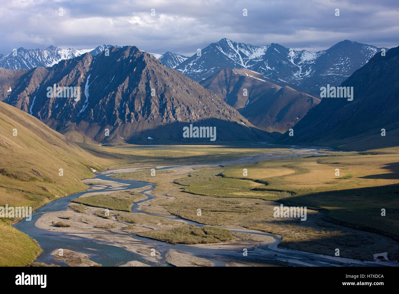 Aichilik River channels and gravel bars on coastal plain, Arctic National Wildlife Refuge, Alaska Stock Photo