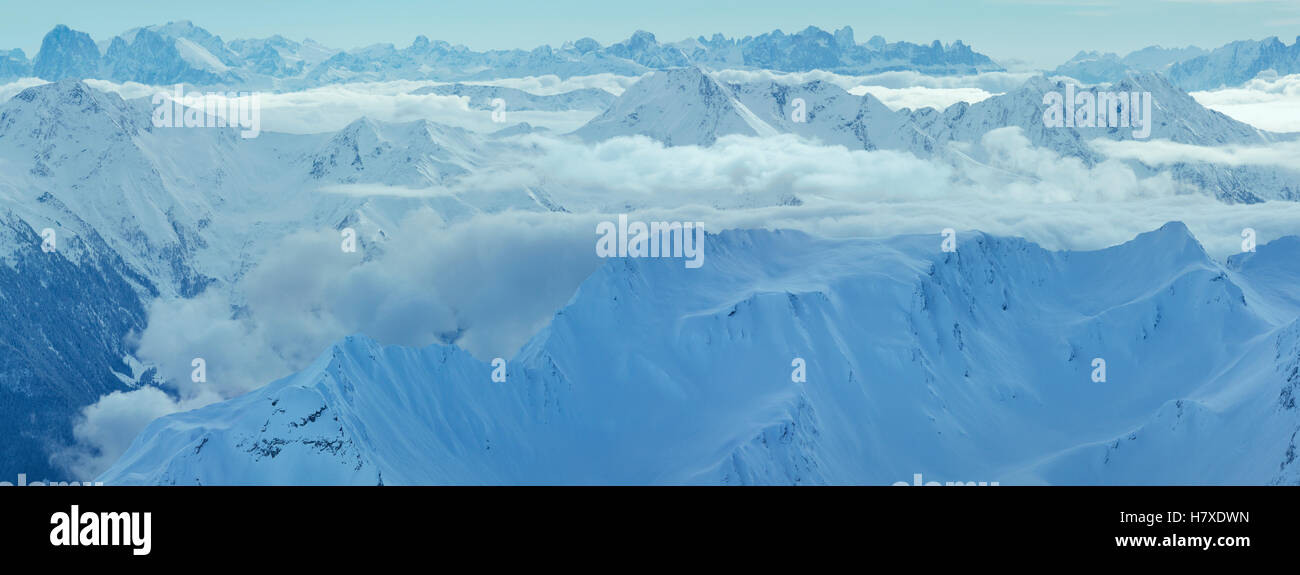 Morning winter Dolomiten mountain landscape, Tirol, Austria. Stock Photo