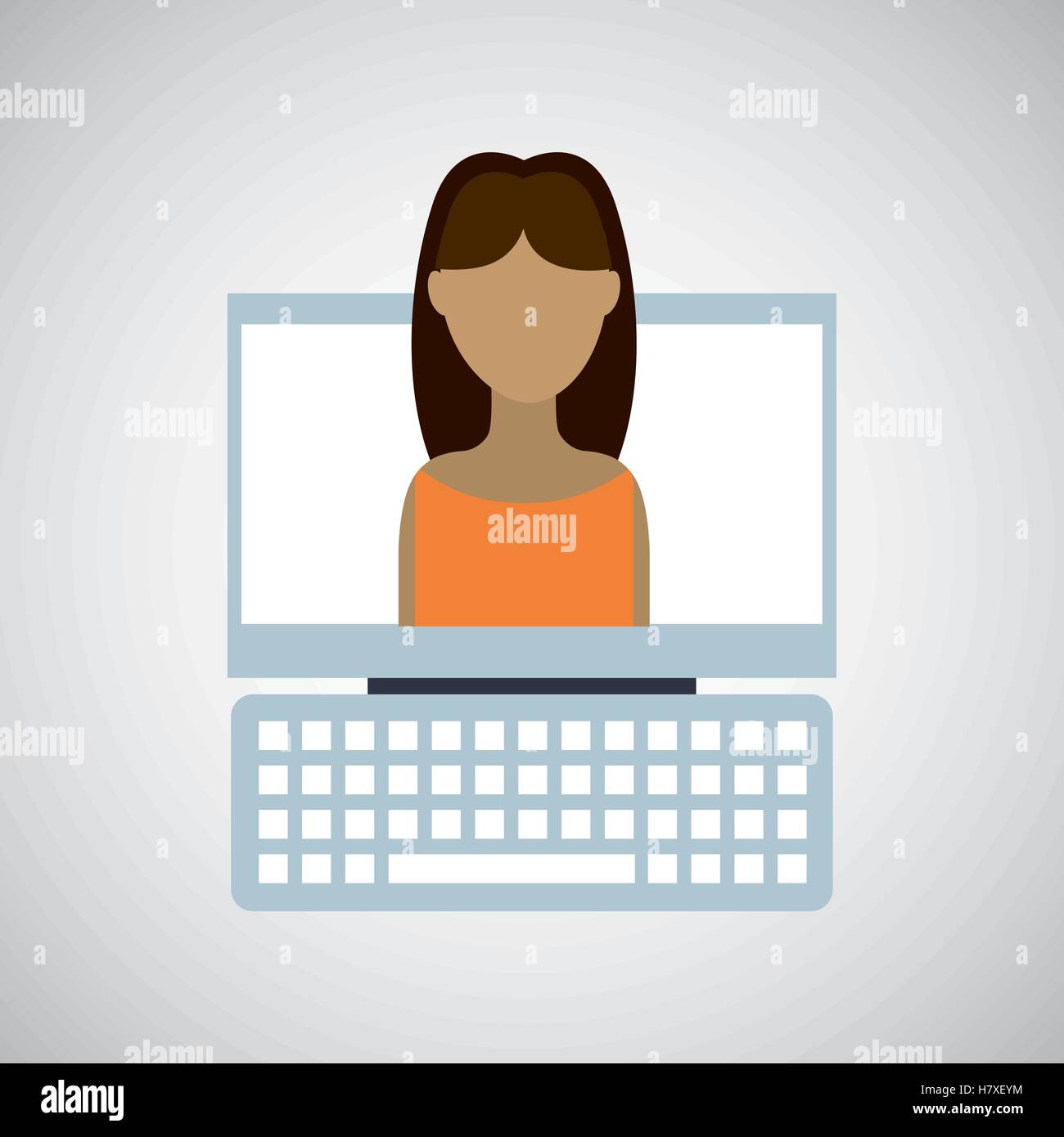 computer cartoon icon with character woman vector illustration eps 10 ...