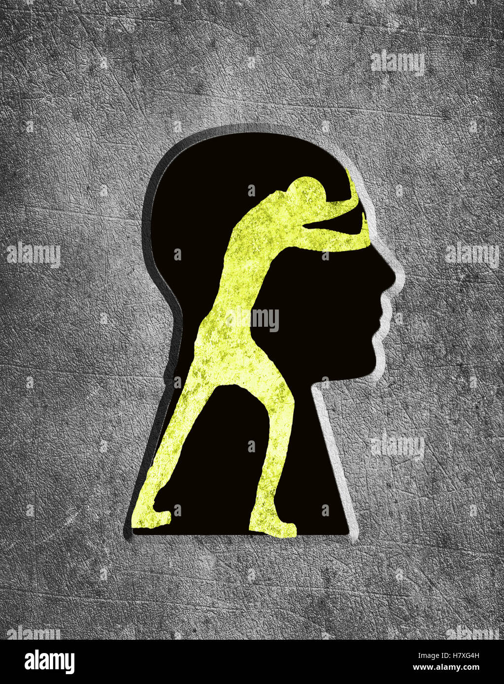 man inside me psychology concept digital illustration Stock Photo