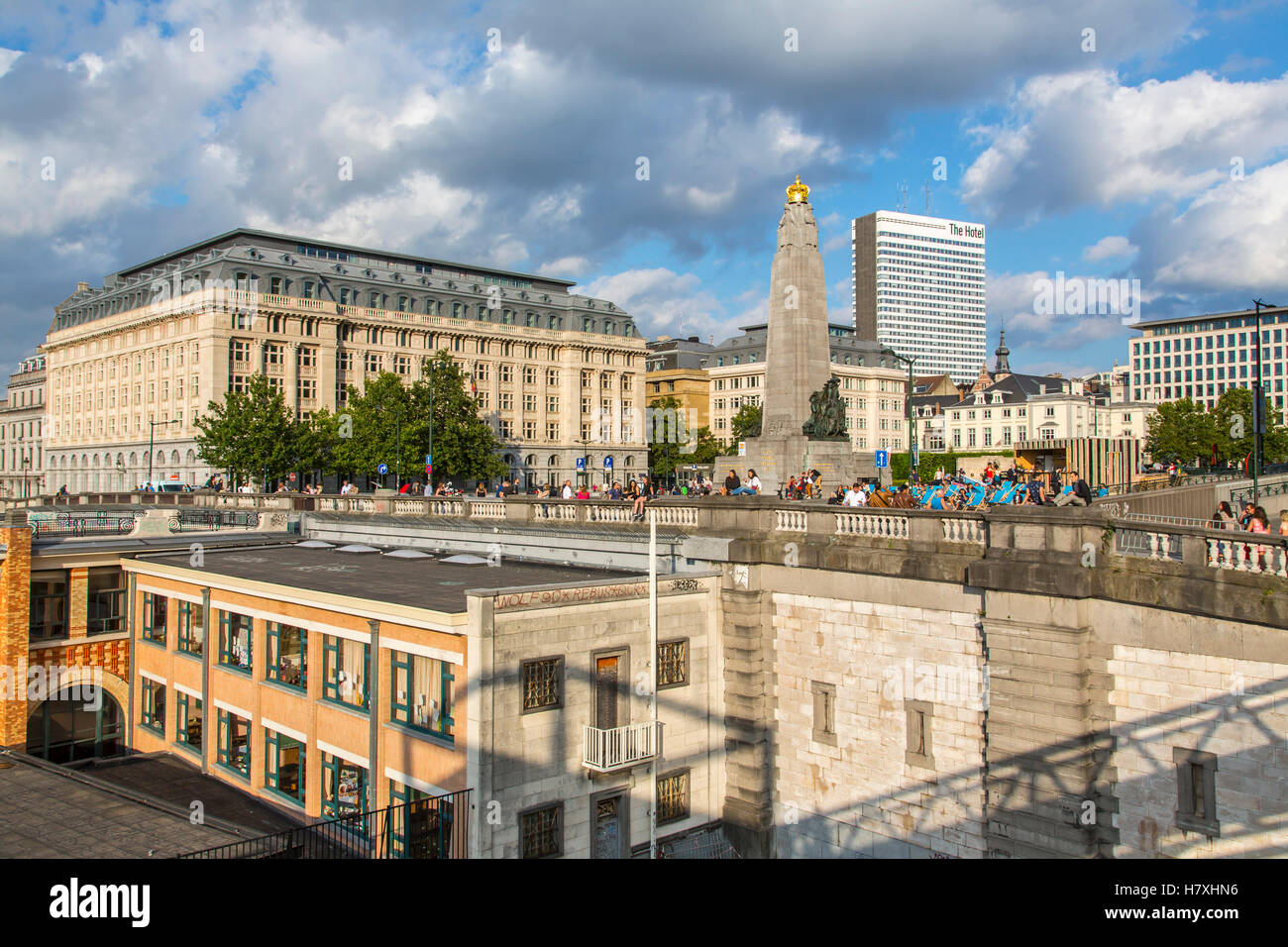 Brussels, Belgium, terrace above the Parc de la Porte de Hal, view over the city center, gastronomy, Stock Photo
