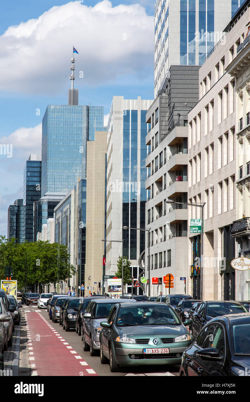 Brussels, Belgium, modern office buildings, high-rise buildings, on the Boulevard Emile Jacqmain, Stock Photo