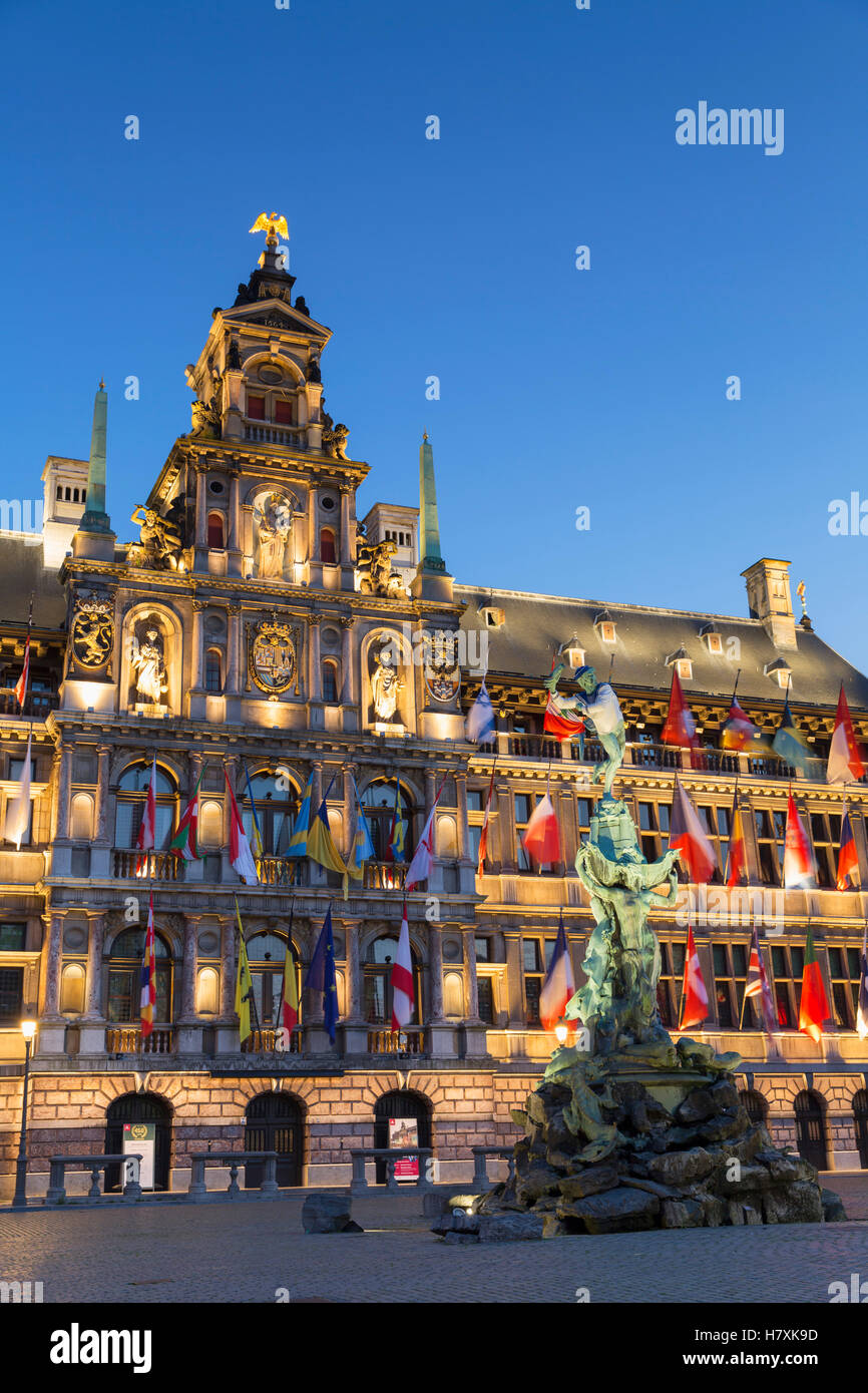 Town Hall (Stadhuis) in Main Market Square, Antwerp, Flanders, Belgium Stock Photo