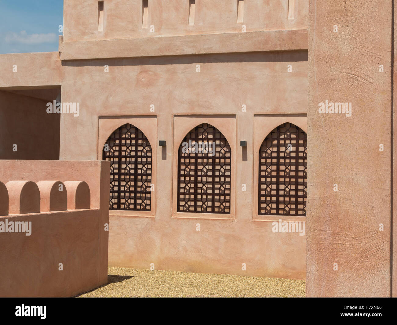 Typical Oman Sultanate's Architecture: Windows Detail Stock Photo