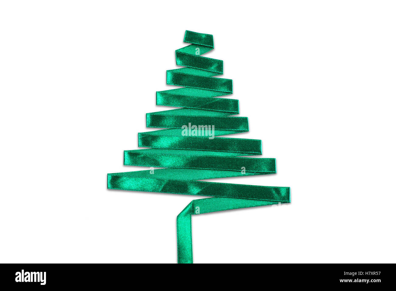 christmas tree made from green ribbon. with clipping path. Stock Photo