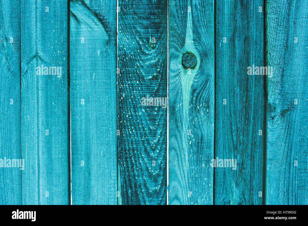 background and texture concept old wooden turquoise fence Stock Photo