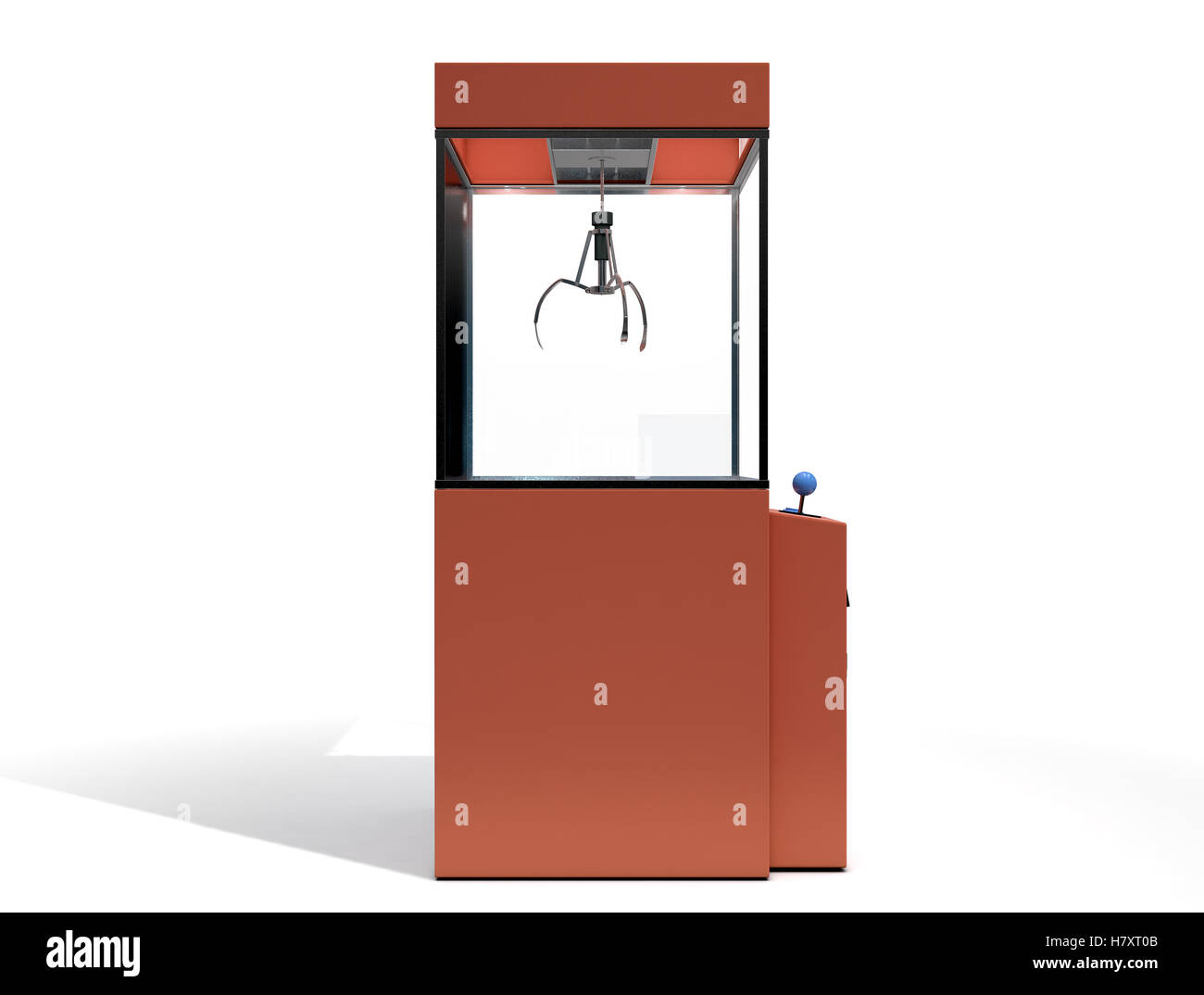 A 3D render of an empty arcade type claw grabber game on an isolated white background Stock Photo
