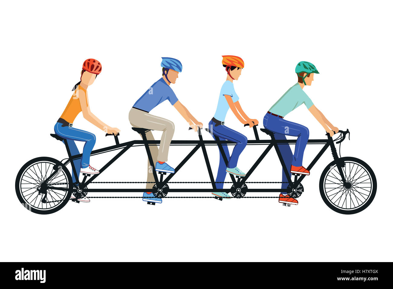 Tandem bicycle for four Cut Out Stock Images & Pictures - Alamy