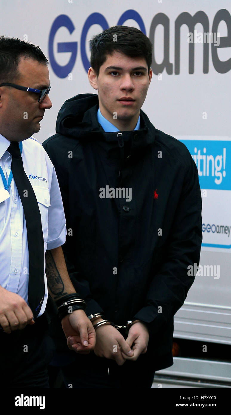 Ben Bamford arrives at Lewes Crown Court in Lewes, East Sussex, where