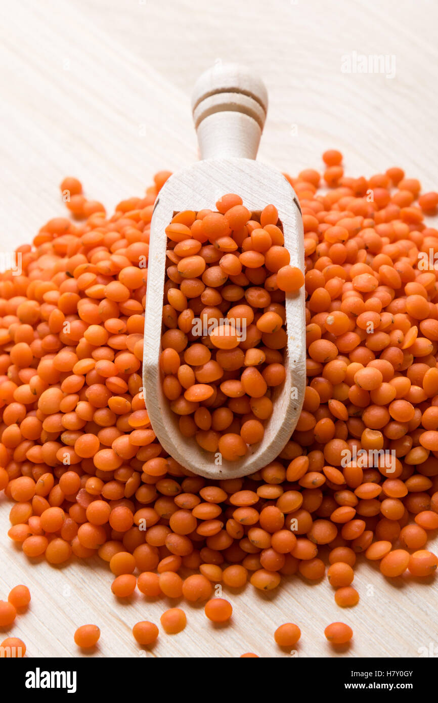 natural organic dry lentils on table with scoop Stock Photo Alamy
