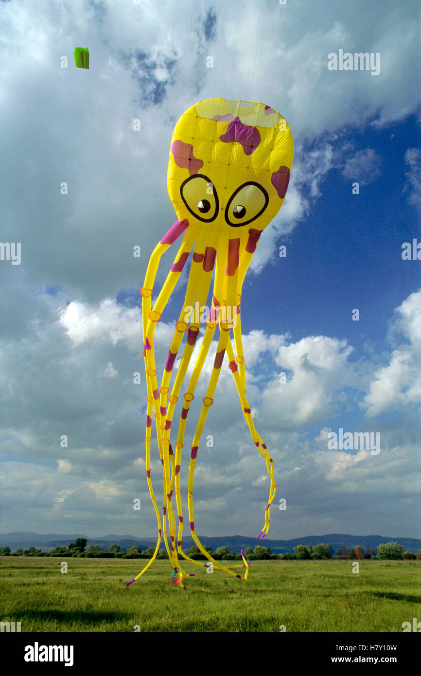 Huge octopus shaped kite flying at the international kites meeting