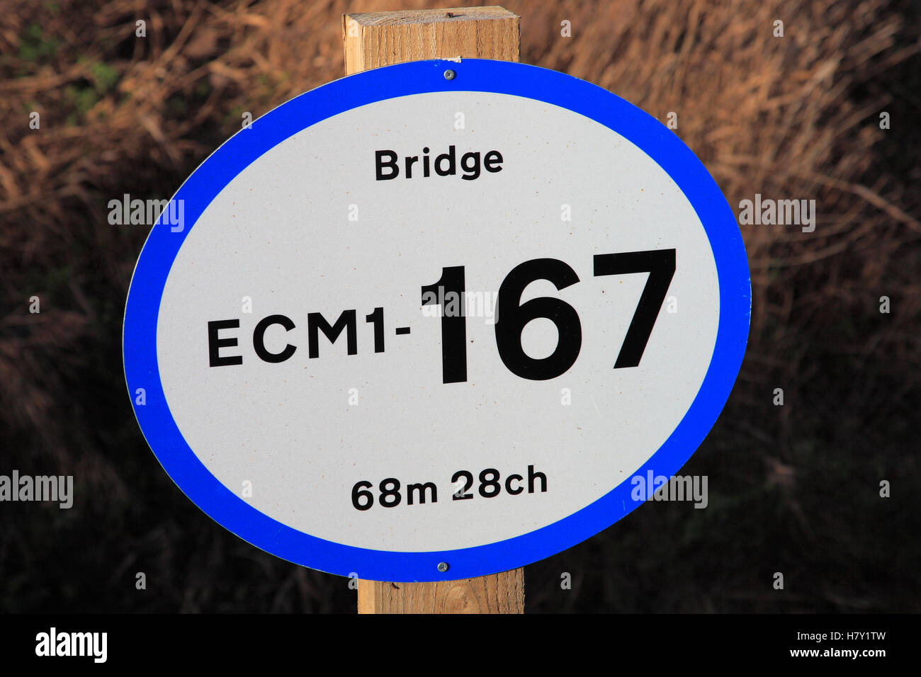 ECML bridge identification sign, East Coast Main Line Railway, Peterborough, Cambridgeshire