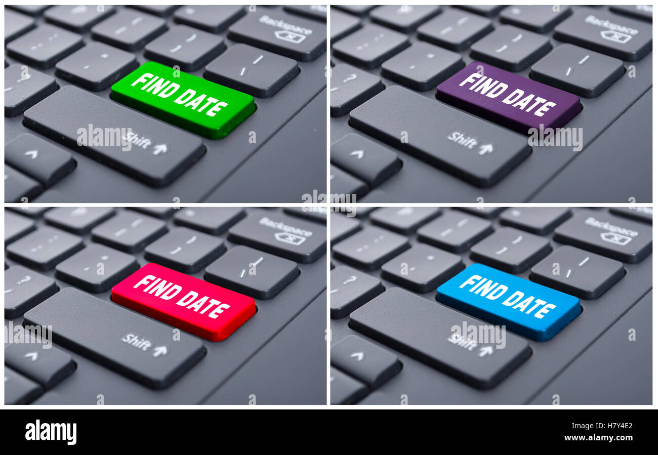 Find date key on computer keyboard as online relationship concept Stock Photo