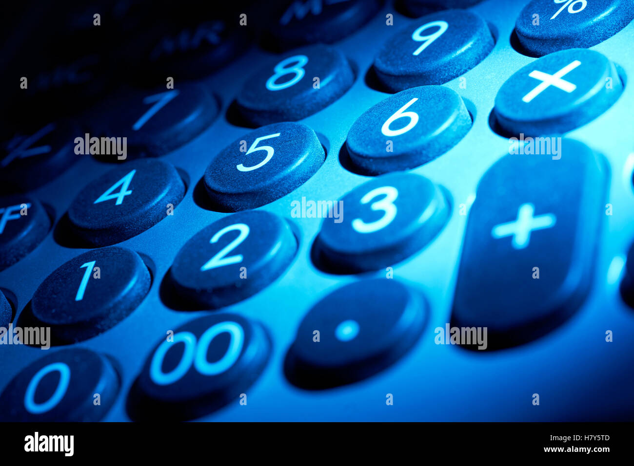 full frame blue illuminated numeric keypad detail Stock Photo