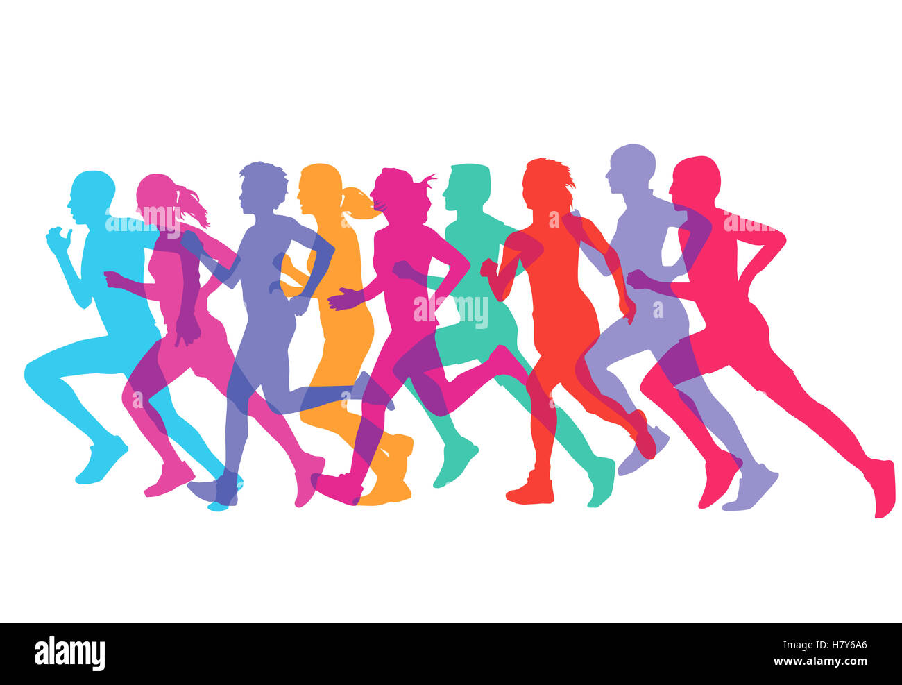 Group female runners Cut Out Stock Images Pictures Alamy