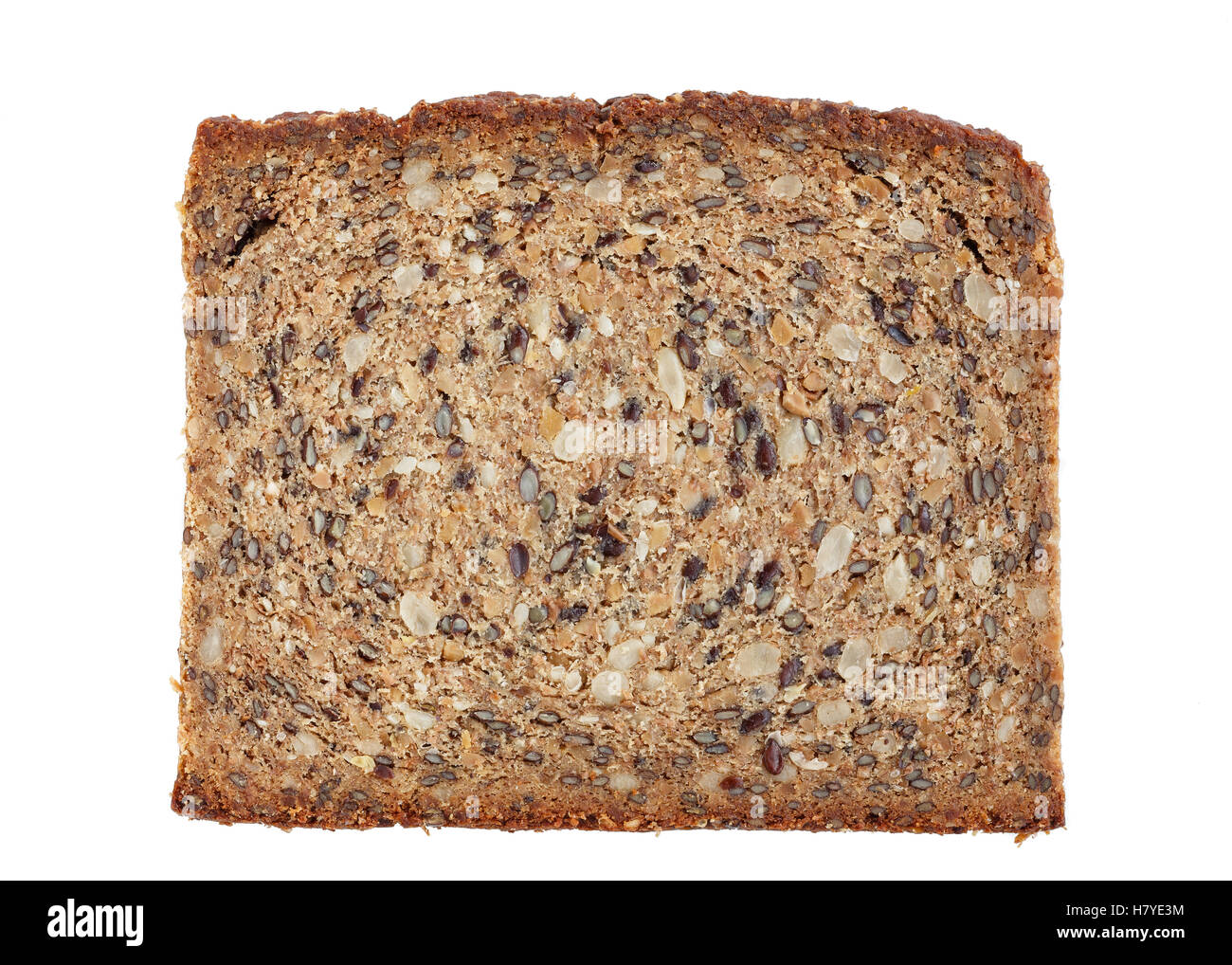 A slice of whole grain bread isolated on white Stock Photo - Alamy