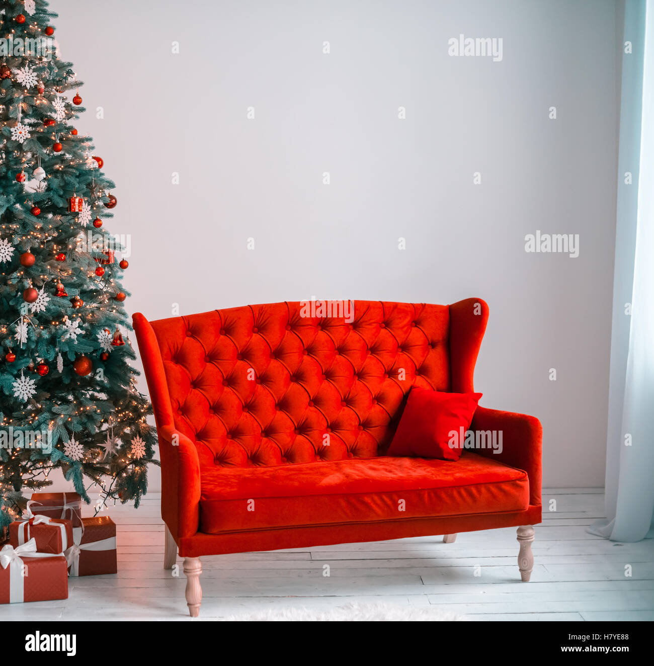 Beautiful background Christmas Living Room with decorated Christmas