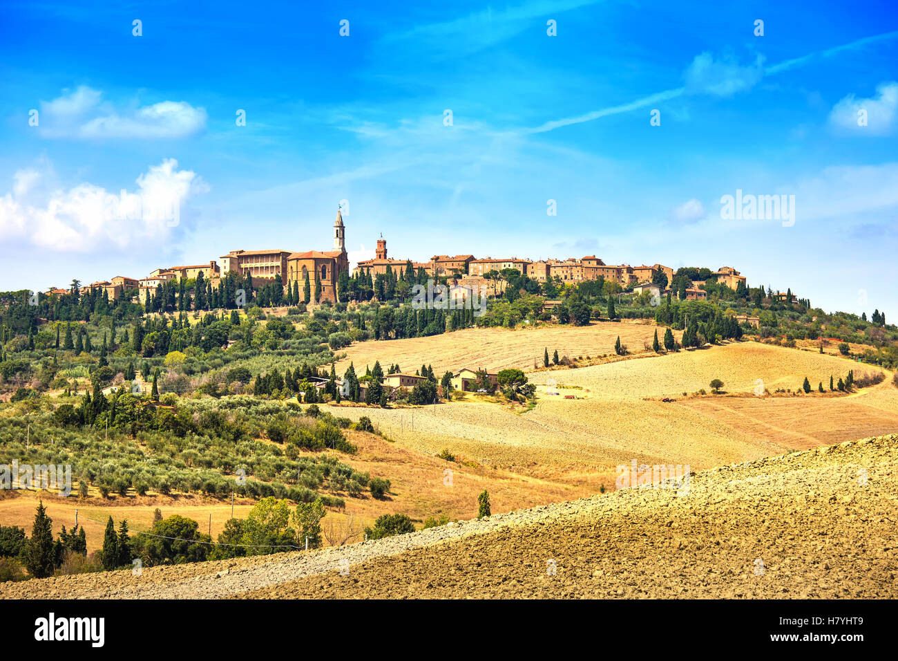 Tuscany, Pienza italian medieval village. Siena, Val d Orcia, Italy. Stock Photo