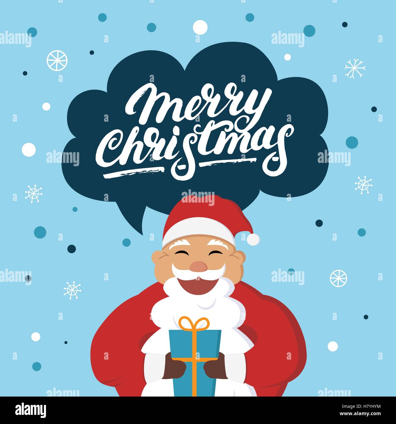Funny Santa Claus With A Gift Wishes You Merry Christmas Cute Stock Vector Image Art Alamy
