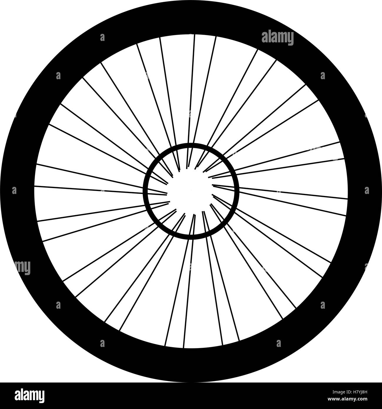 silhouette of a bicycle wheel. bike wheels with tyre and spokes. isolated on white Stock Photo