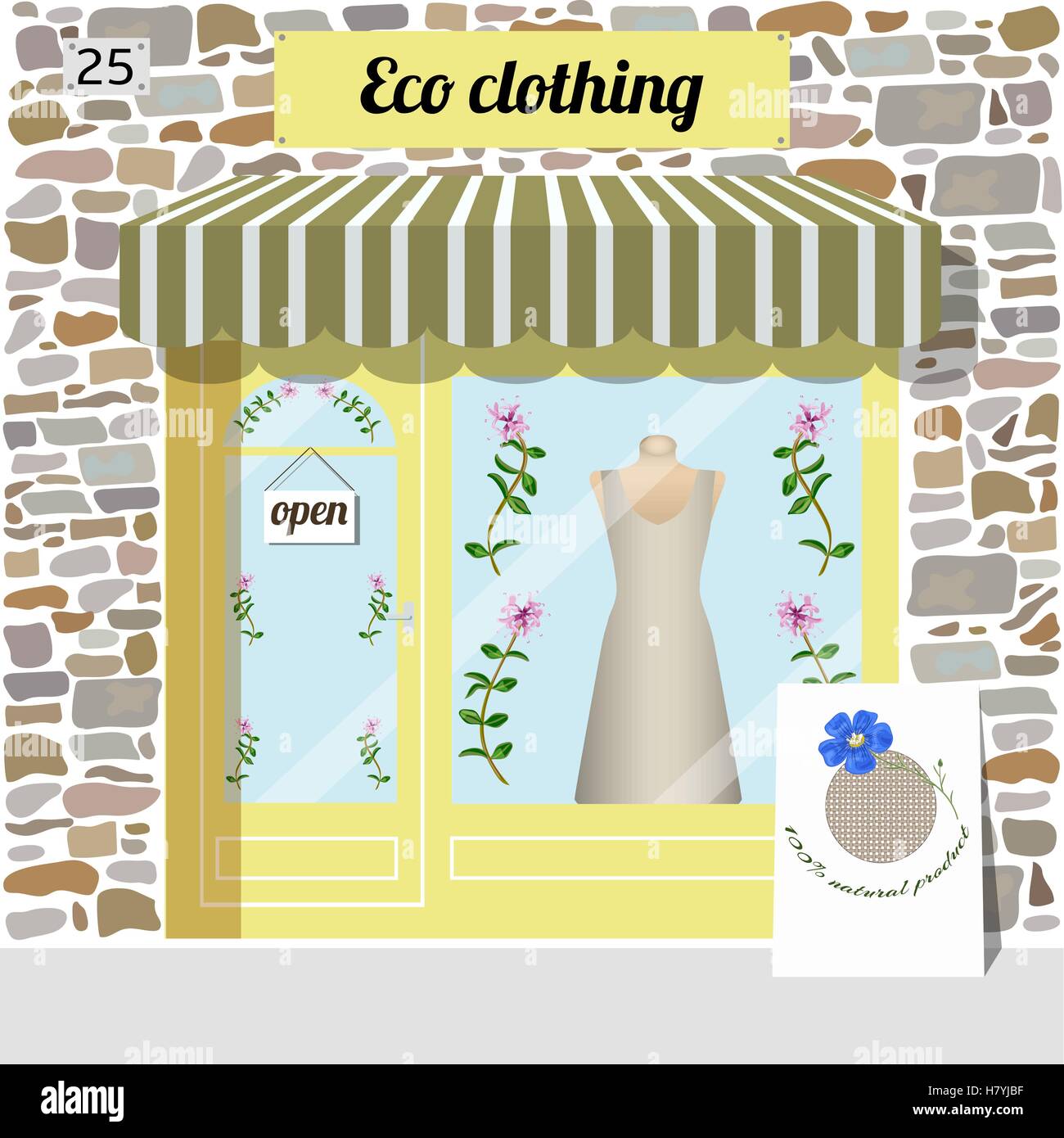 Eco clothing shop. Organic clothes store. Stock Vector