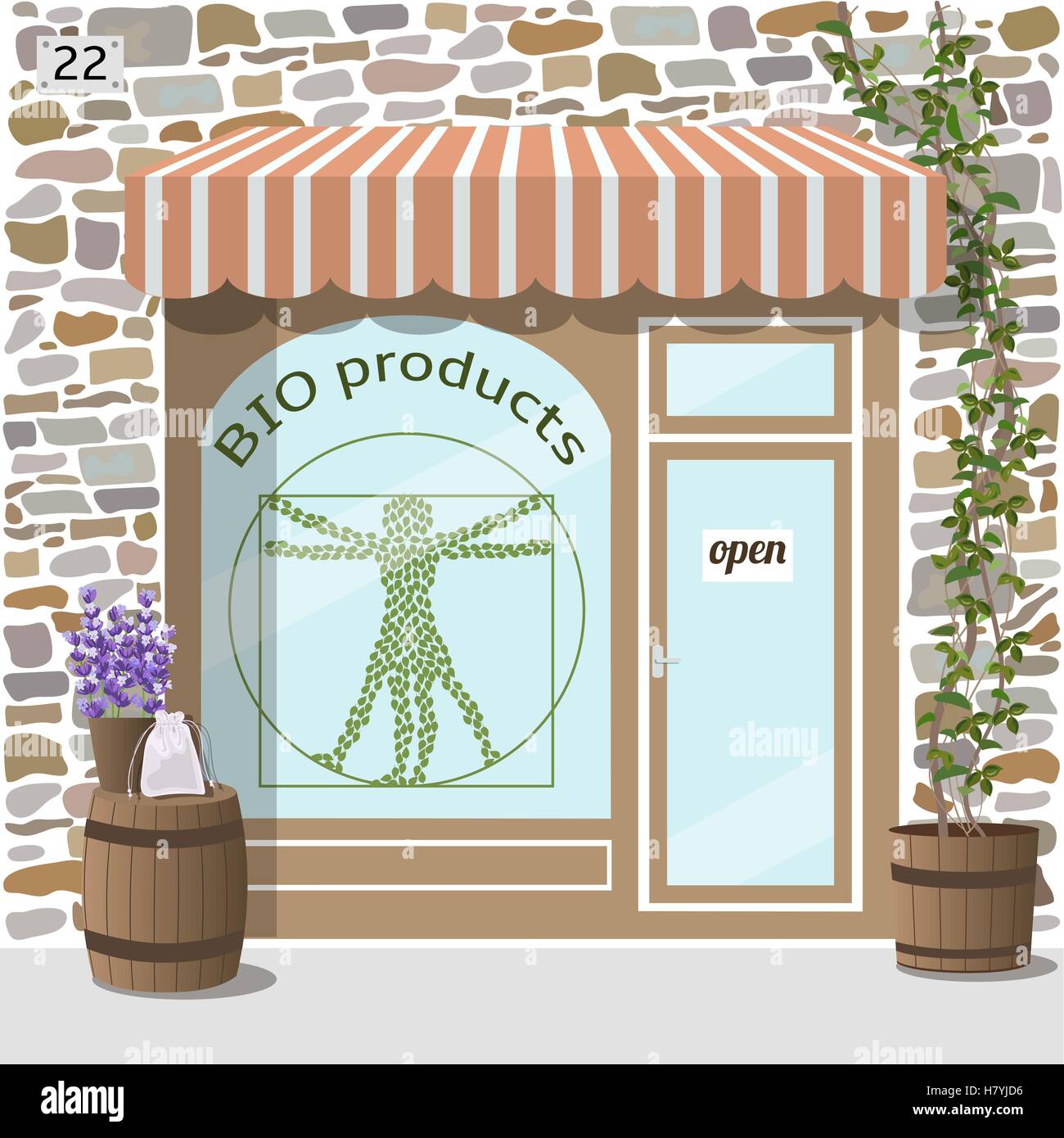 Bio products shop. Organic products store. Stock Vector