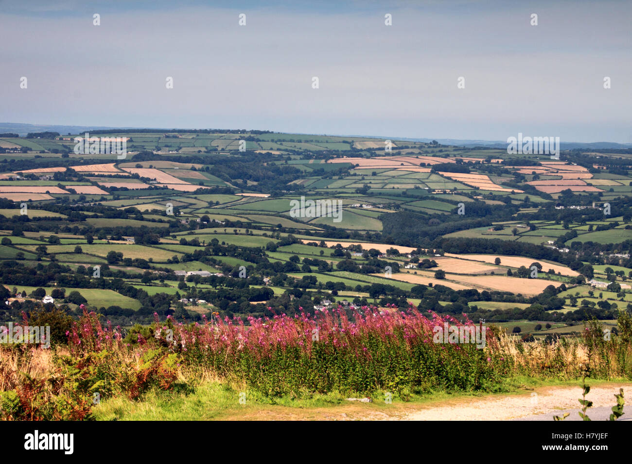Open views from the top of Kit Hill, near Callington in Cornwall Stock