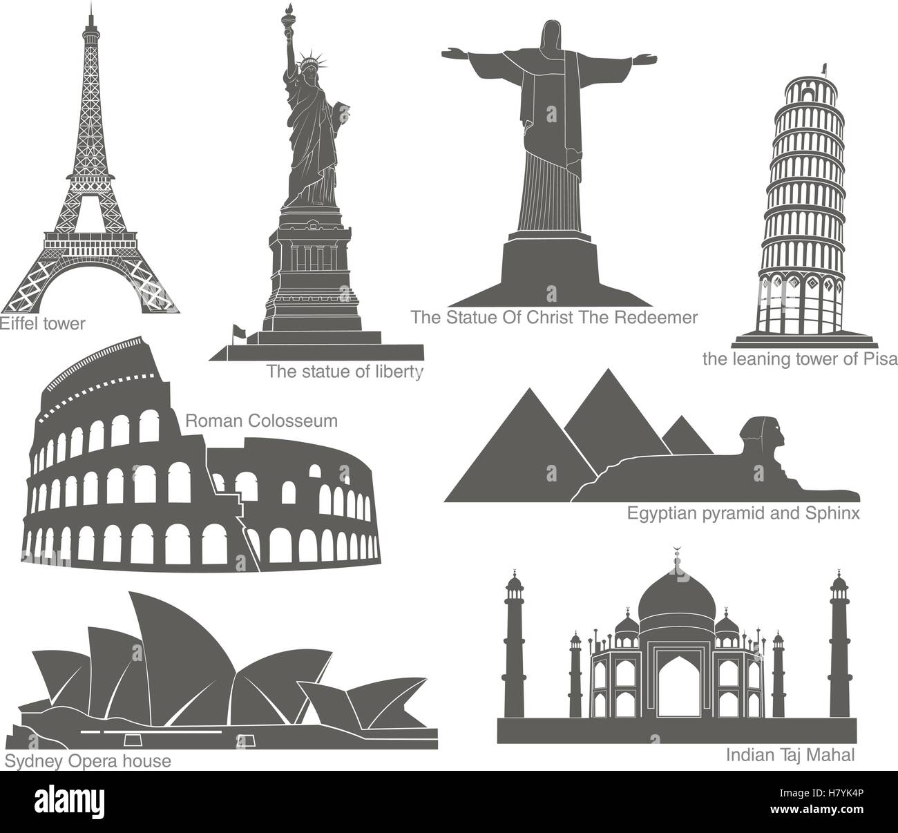 set of landmarks in black with elements Stock Vector Image & Art - Alamy