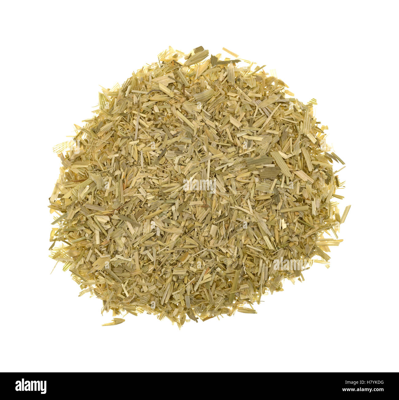 Top view of a small pile of oatstraw herb isolated on a white background. Stock Photo
