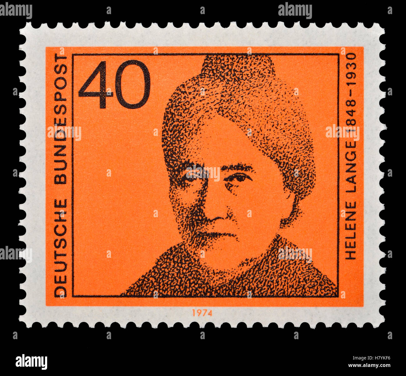 German postage stamp (1974)  : Helene Lange (1848-1930) German feminist and civil rights campaigner. Stock Photo