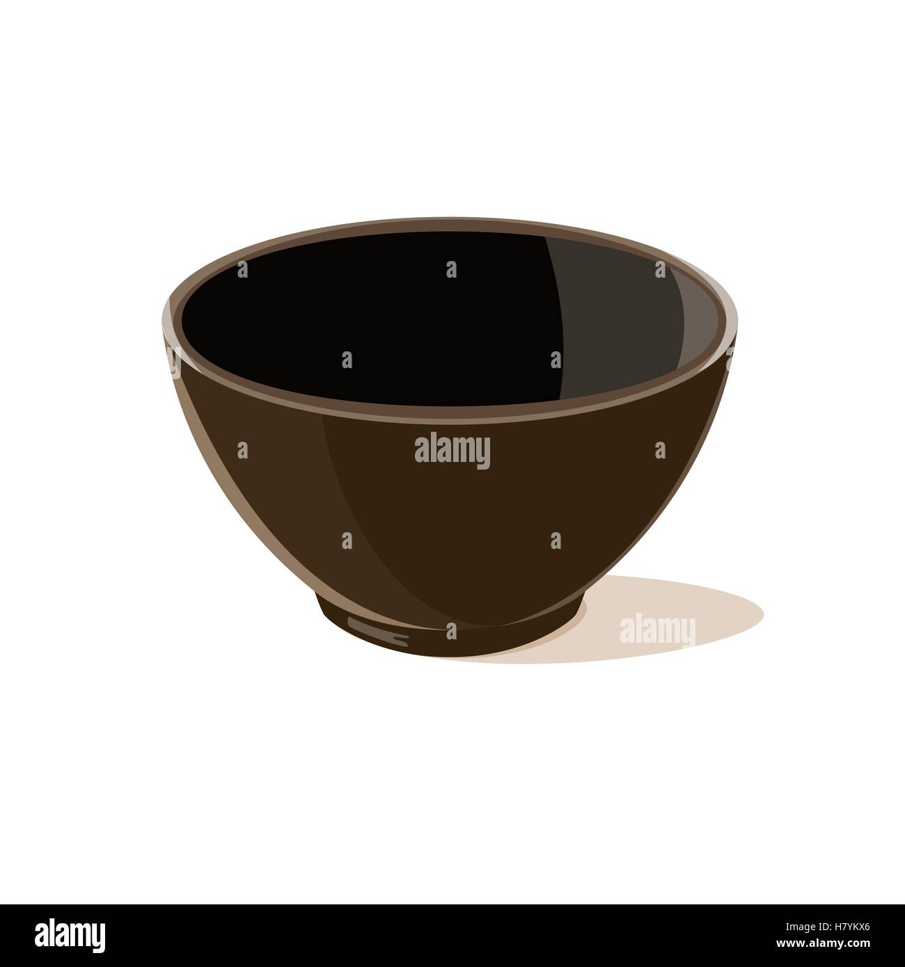 Empty brown bowl isolated on white background. Vector illustration. Stock Vector