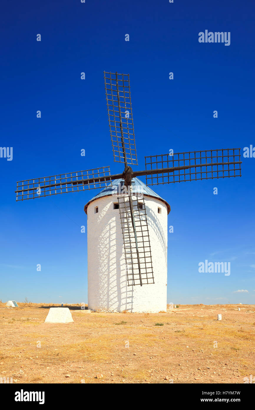 Cervantes Don Quixote windmill, Alcazar de San Juan, Castile La Mancha, Spain, Europe Stock Photo