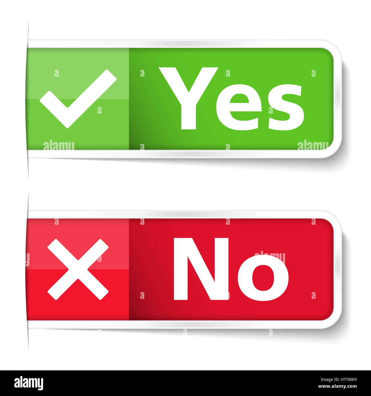 Tabs with yes and no words Stock Photo