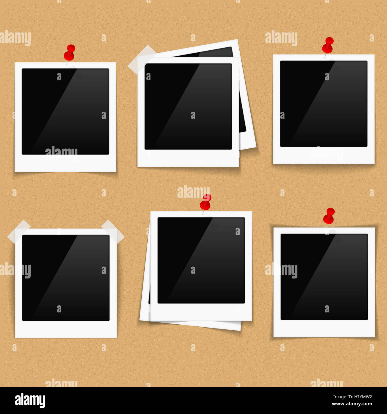 Photo frames on bulletin board Stock Photo Alamy