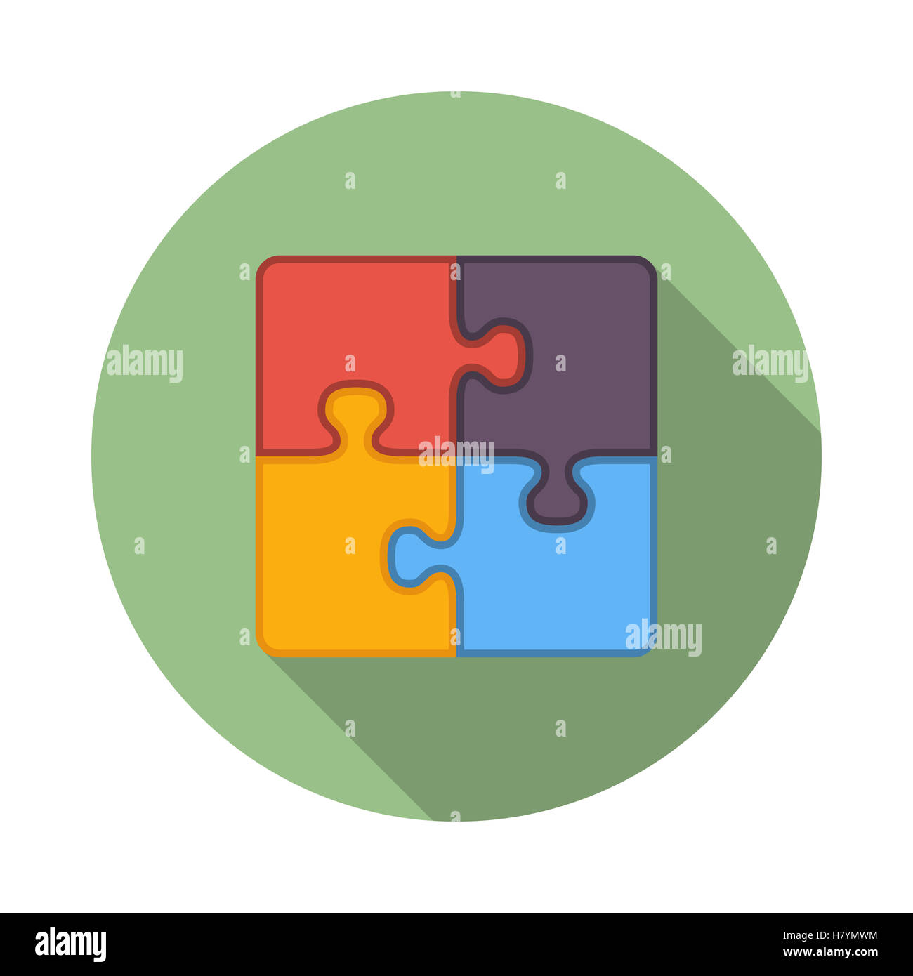 Puzzle pieces icon, flat design Stock Photo - Alamy